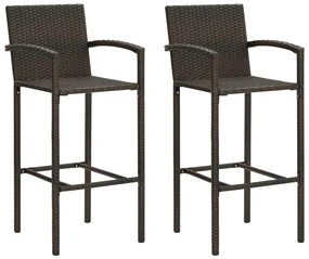 vidaXL Barkrukken 2 st poly rattan bruin