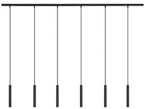 Modern railsysteem met 6 hanglampen zwart 1-fase - Slimline Keno