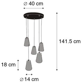 Landelijke hanglamp touw 5-lichts - Marrit Landelijk E27 rond Binnenverlichting Lamp