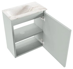 Mondiaz Ture DLux toiletmeubel 40cm greey met wastafel frappe links met kraangat