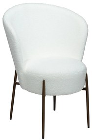 Dan-Form Orbit Eetkamerstoel Met Hoge Rugleuning Rond Boucle Wit