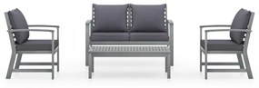 vidaXL 4-delige Loungeset met kussens massief acaciahout