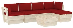 vidaXL 6-delige Loungeset met kussens pallet vurenhout