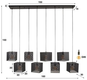 Hanglamp 8 Lichts Block