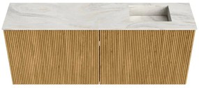Mondiaz Joya DLux 100cm toiletmeubel oak met wastafel faye rechts zonder kraangat ostra