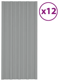 vidaXL Dakpanelen 12 st 100x45 cm gegalvaniseerd staal grijs