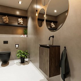 Mondiaz Ture 40cm toiletmeubel dark brown met wastafel urban midden geen kraangat