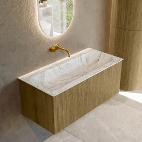 Mondiaz Kurve-dlux 100cm badmeubel dusk met 1 lade en wastafel big medium midden zonder kraangat glace