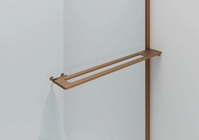 Sanigoods Curvea inloopdouche met handdoekhouder geborsteld koper 100x200cm