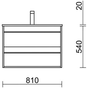 Muebles Resh badmeubel 80cm met 2 lades en wastafel wit mat