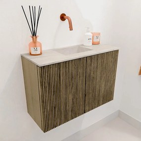 Mondiaz Joya DLux 60cm toiletmeubel dusk met wastafel faye midden zonder kraangat ostra