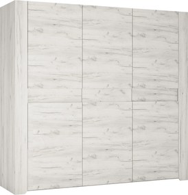 Kledingkast Salcame 115, Ambachtelijk wit, 208x220x60cm, 186 kg, Kledingkast deuren: Met scharnieren