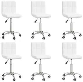 vidaXL Eetkamerstoelen draaibaar 6 st kunstleer wit