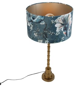 Tafellamp brons met velours kap vis 35cm - Pisos Klassiek / Antiek, Art Deco E27 rond Binnenverlichting Lamp