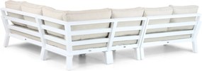 Hoek loungeset 6 personen Aluminium/Polywood (teakfinish) Wit  Lifestyle Garden Furniture Bilbao