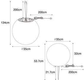 Smart buitenlamp met dimmer grijs 35 cm IP44 incl. LED - Nura Modern E27 IP44 Buitenverlichting bol / globe / rond