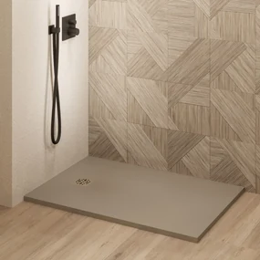 Saniclear Lino douchebak 90x70cm met stone finish capppuccino