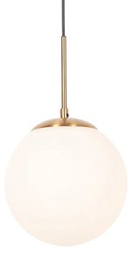 Smart hanglamp met dimmer goud met opaal glas incl. Wifi P45 - Flore E27 bol / globe / rond Binnenverlichting Lamp