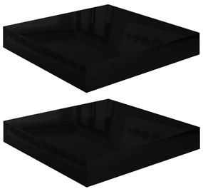 vidaXL Wandschappen zwevend 2 st 23x23,5x3,8 cm MDF hoogglans zwart