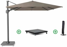 Zweefparasol  3.5x2.6m T2 premium  (incl. voet en hoes) Taupe-naturel-bruin Platinum Challenger