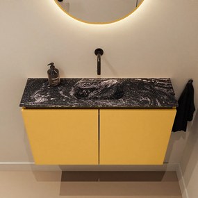 Mondiaz Ture DLux toiletmeubel 80cm ocher met wastafel lava midden zonder kraangat