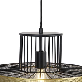 Design hanglamp goud met zwart 40 cm - Tess Design E27 cilinder / rond rond Binnenverlichting Lamp