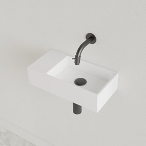 Sanigoods Nano fontein links wit glans zonder kraangat 36x18cm