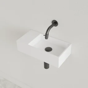 Sanigoods Nano fontein links wit glans zonder kraangat 36x18cm