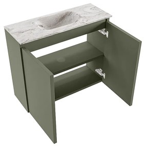 Mondiaz Ture DLux toiletmeubel 60cm army met wastafel glace midden met kraangat