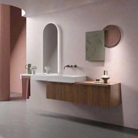 Muebles Raya onderkast ribbelfront 80cm met 1 softclose lade walnoot