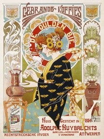 Kunstreproductie Coffee Shop Advert (Art Nouveau Café) - Alphonse Mucha, (30 x 40 cm)