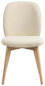 Eetkamerstoel Met Houten Poten Beige Boucle