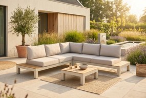 Loungeset 6 personen Aluminium/Teak Taupe Lifestyle Garden Furniture Vittoria
