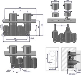 Saniclear Evolution Curved inbouw regendouche met 2 standen handdouche geborsteld koper