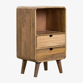 Pack Van 2 Rechthoekige Nachtkastjes 30x25 Cm Van Yulara Mangohout Natuurlijk & 2 Lades - Sklum