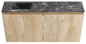 Mondiaz Ture DLux toiletmeubel 100cm washed oak met wastafel lava links met kraangat