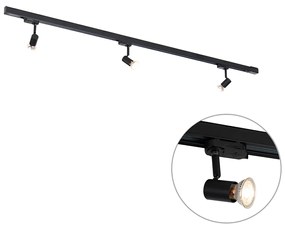 Modern 3-fase railsysteem met 3 Spot / Opbouwspot / Plafondspots zwart links - 3-Phase Jeany Modern GU10 Binnenverlichting Lamp