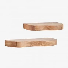 Set Van 2 Nireimi Acaciahouten Wandplanken ↔︎ 60 Cm - ↔︎ 90 Cm - Sklum