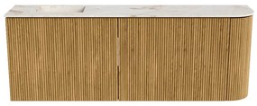 Mondiaz Joya DLux 110cm toiletmeubel ronding rechts oak met wastafel faye links 1 kraangat frappe