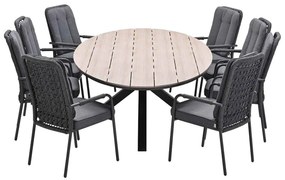 Garden Impressions Aleria tuinset 9-delig - Tulli tuintafel 280x140xH75 cm - light teak vironwood