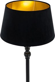 Smart vloerlamp zwart met kap zwart met goud 45 cm incl. Wifi A60 - Classico