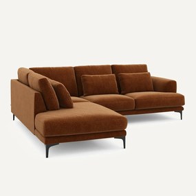 Hoekbank links fluweel chenille Marsile