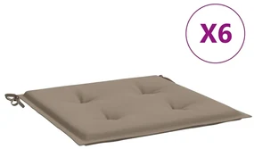 vidaXL Tuinstoelkussens 6 st 40x40x3 cm stof taupe