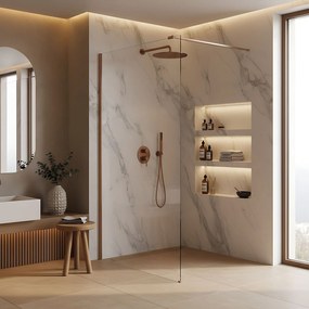Walk-in douchewand Rea Flexi Transparent / Brush Copper 130
