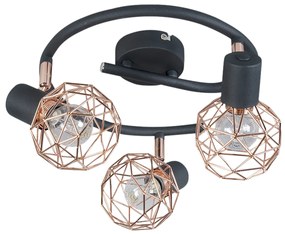 Moderne spot zwart met koper 3-lichts - Mesh