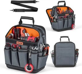 VEVOR Open Gereedschapstas 33,5x23x39cm, Opbergtas met 24 binnen- en 15 buitenvakken, Waterdichte Polyester Gereedschapsorganizer met Schouderriem en Handvat, Gereedschapstas voor Vaklieden