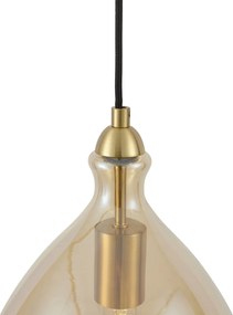 Moderne hanglamp goud met amber glas 3-lichts - Traditional