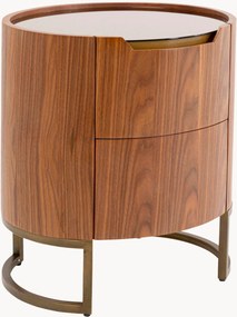 Ladekast Small Giorgio met glazen blad en lades met houtlook