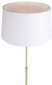 Smart vloerlamp goud met linnen kap wit 45 cm incl. Wifi A60 - Parte