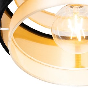 Stoffen Moderne plafondlamp zwart met goud - Elif Modern E27 rond Binnenverlichting Lamp